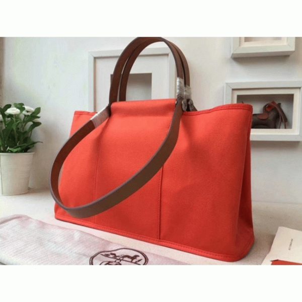 Réplique Hermès Cabag Elan Sac à Main Toile Capucine – Image 4