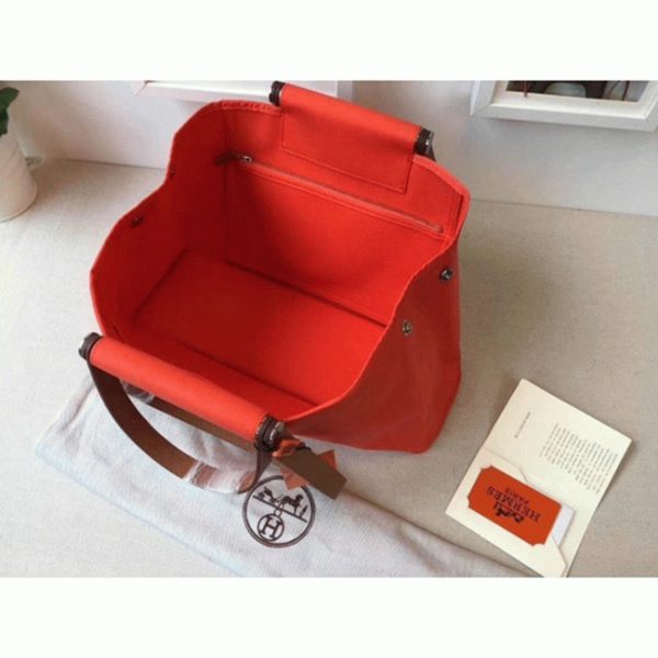 Réplique Hermès Cabag Elan Sac à Main Toile Capucine – Image 6