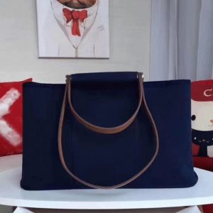 Contrefaçon Hermès Cabag Elan Sac à Main Toile Bleu Foncé
