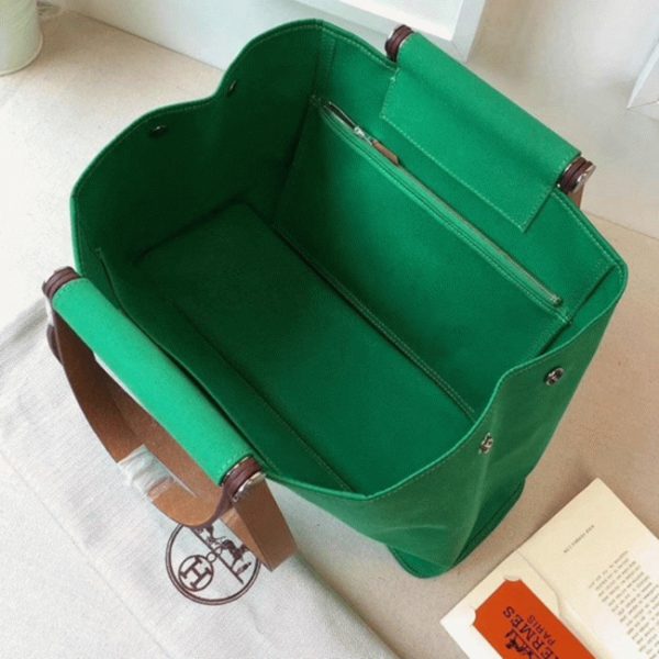 Réplique Hermès Cabag Elan Sac à Main Toile Bambou – Image 6