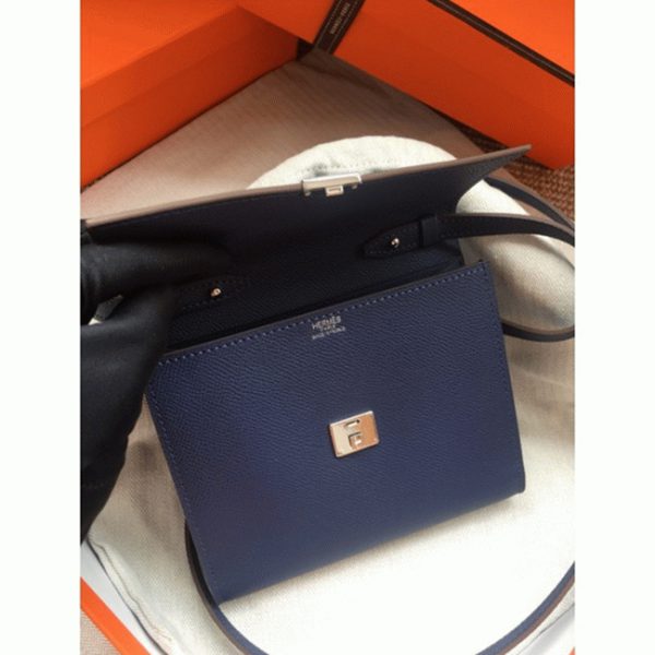 Réplique Portefeuille Hermès Clic avec Bandoulière Saphir – Image 7