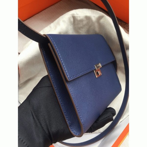 Réplique Portefeuille Hermès Clic avec Bandoulière Saphir – Image 4