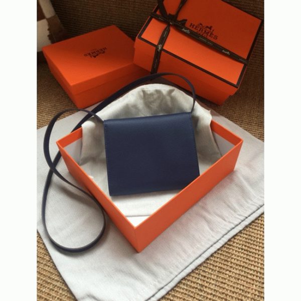 Réplique Portefeuille Hermès Clic avec Bandoulière Saphir – Image 3
