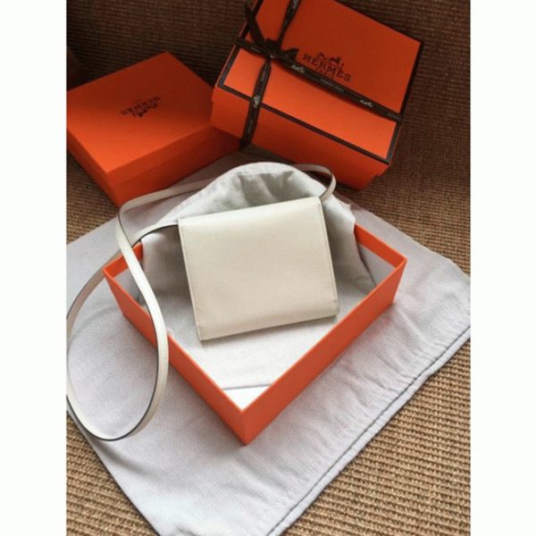Top Contrefaçon Portefeuille Hermès Clic avec Bandoulière Blanc – Image 7