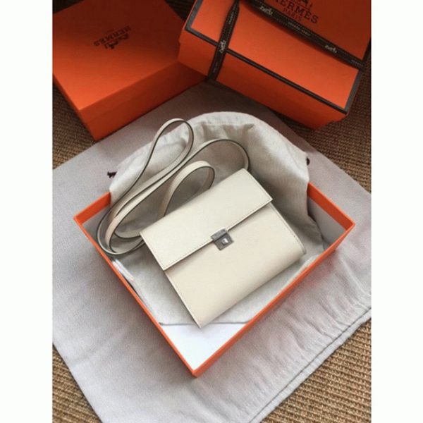Top Contrefaçon Portefeuille Hermès Clic avec Bandoulière Blanc – Image 5