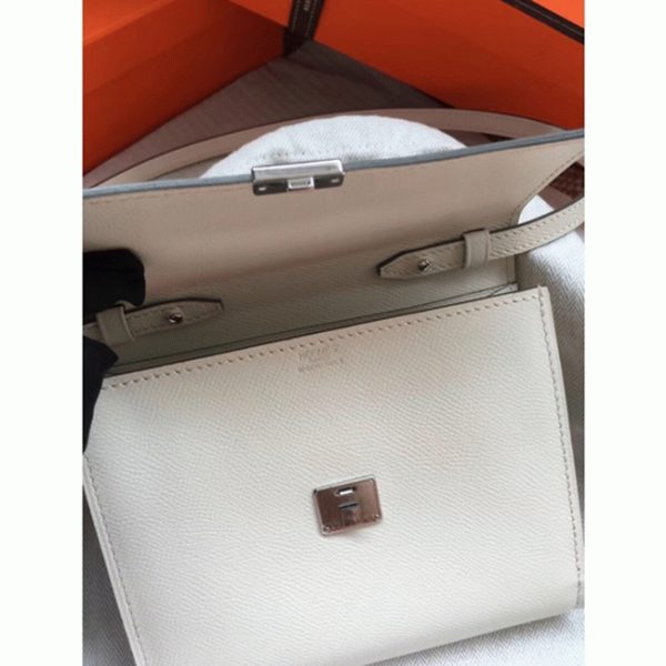 Top Contrefaçon Portefeuille Hermès Clic avec Bandoulière Blanc – Image 2