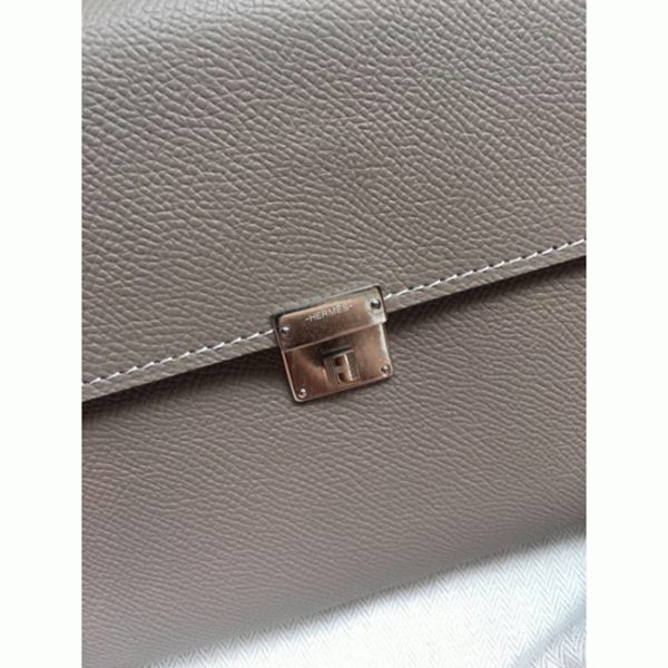 Réplique 1:1 Portefeuille Hermès Clic avec Bandoulière Gris – Image 5