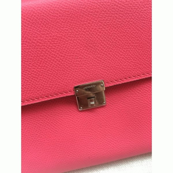 Fausse AAA Portefeuille Hermès Clic avec Bandoulière Rose Lipstick – Image 2