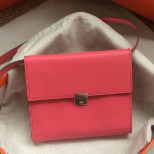 Fausse AAA Portefeuille Hermès Clic avec Bandoulière Rose Lipstick