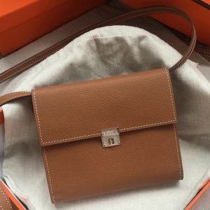 Fausse Parfaite Portefeuille Hermès Clic avec Bandoulière Marron