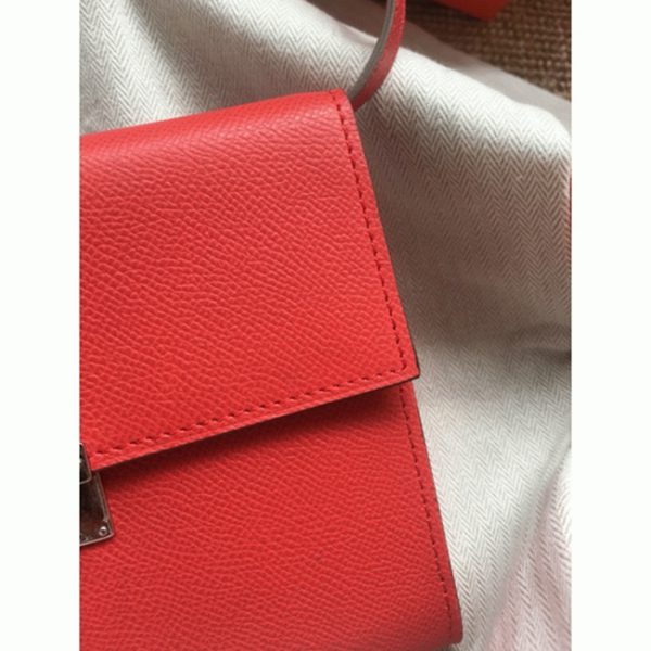 Réplique de Luxe Portefeuille Hermès Clic avec Bandoulière Rouge – Image 7