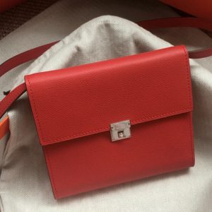 Réplique de Luxe Portefeuille Hermès Clic avec Bandoulière Rouge