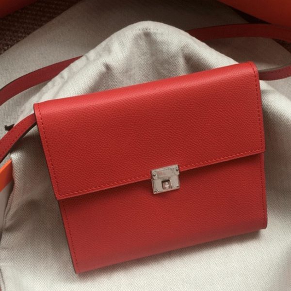 Réplique de Luxe Portefeuille Hermès Clic avec Bandoulière Rouge
