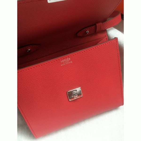 Réplique de Luxe Portefeuille Hermès Clic avec Bandoulière Rouge – Image 6