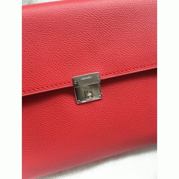 Réplique de Luxe Portefeuille Hermès Clic avec Bandoulière Rouge – Image 3