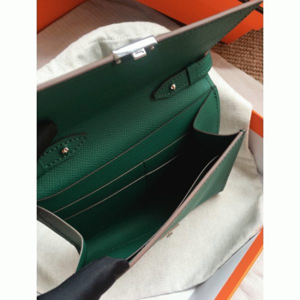 Faux Designer Portefeuille Hermès Clic avec Bandoulière Vert – Image 7