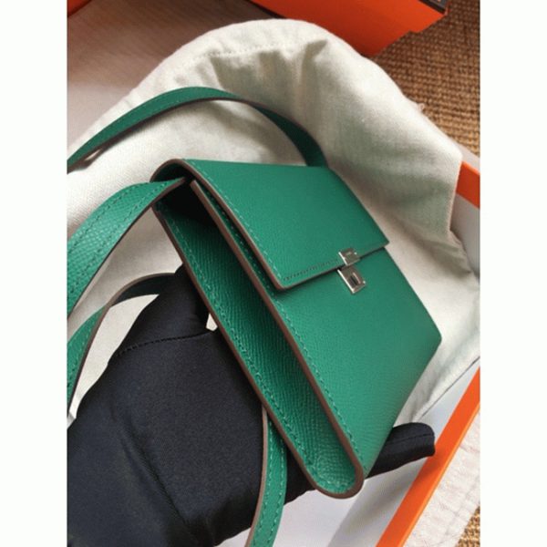 Faux Designer Portefeuille Hermès Clic avec Bandoulière Vert – Image 5