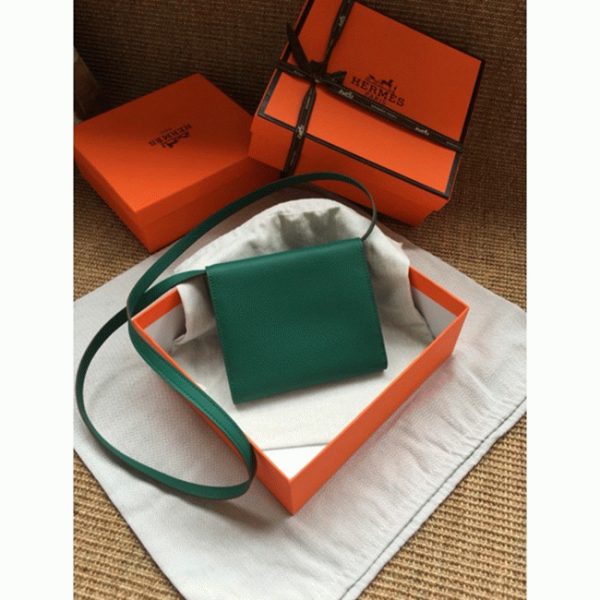 Faux Designer Portefeuille Hermès Clic avec Bandoulière Vert – Image 2