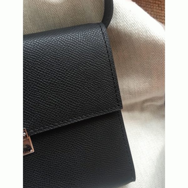Réplique Portefeuille Hermès Clic avec Bandoulière Noir – Image 4