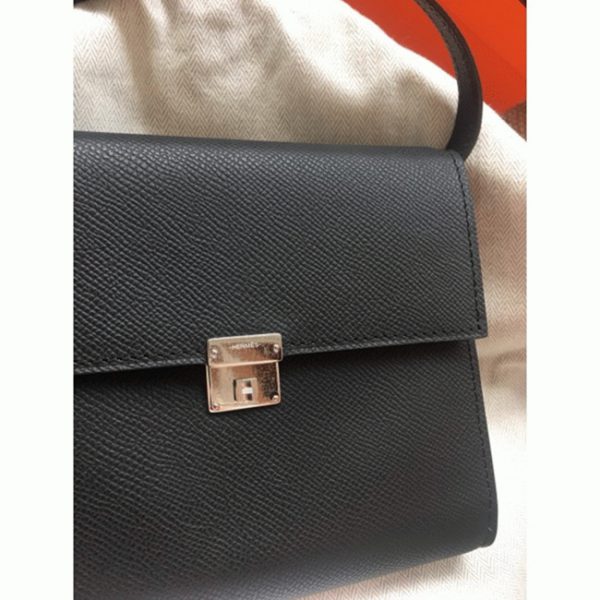 Réplique Portefeuille Hermès Clic avec Bandoulière Noir – Image 3