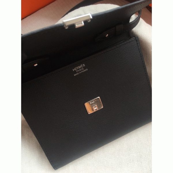 Réplique Portefeuille Hermès Clic avec Bandoulière Noir – Image 2
