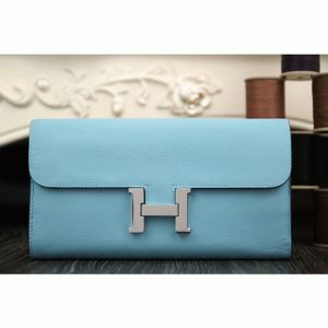 Faux Portefeuille Constance Hermès Bleu Clair