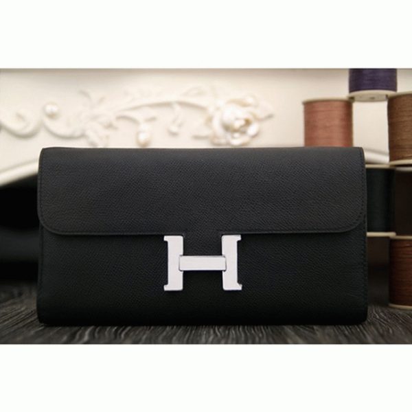 Faux Portefeuille Designer Constance Hermès Noir