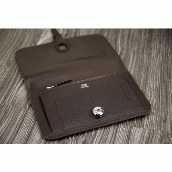 Contrefaçon Portefeuille Dogon Combine Hermès Chocolat – Image 8