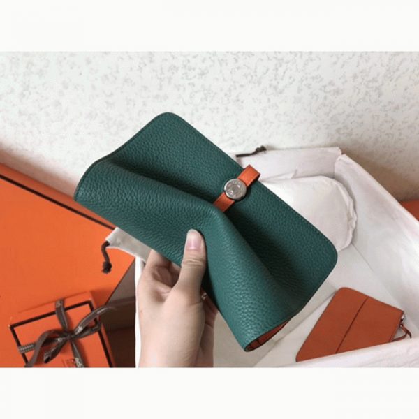 Top Faux Portefeuille Dogon Duo Hermès Malachite/Orange – Image 7