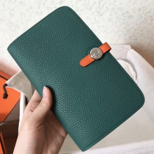 Top Faux Portefeuille Dogon Duo Hermès Malachite/Orange