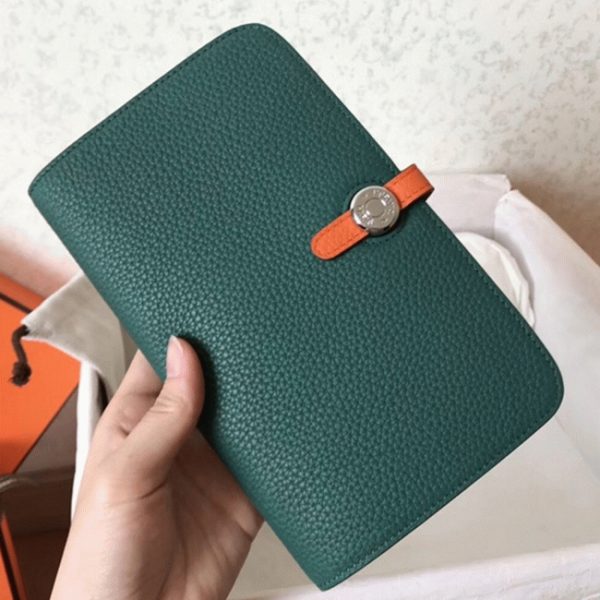 Top Faux Portefeuille Dogon Duo Hermès Malachite/Orange
