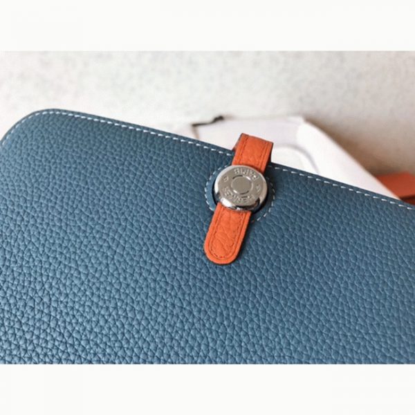 Faux Portefeuille Dogon Duo Hermès Jean/Orange – Image 7