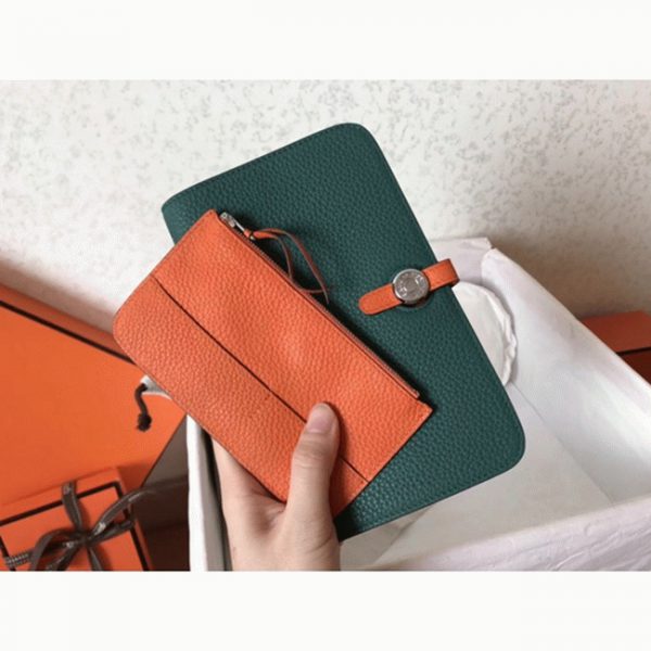 Top Faux Portefeuille Dogon Duo Hermès Malachite/Orange – Image 4
