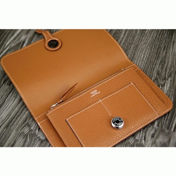 Meilleure Réplique Portefeuille Dogon Combine Hermès Marron – Image 6