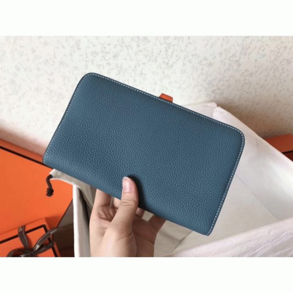 Faux Portefeuille Dogon Duo Hermès Jean/Orange – Image 6