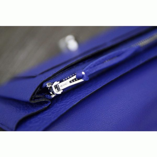 Réplique Designer Portefeuille Dogon Combine Hermès Bleu électrique – Image 8