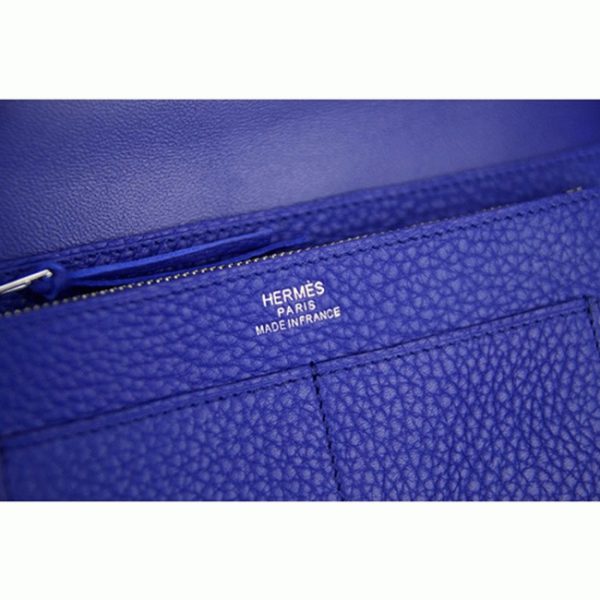 Réplique Designer Portefeuille Dogon Combine Hermès Bleu électrique – Image 4