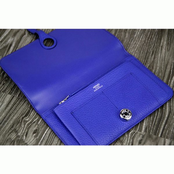 Réplique Designer Portefeuille Dogon Combine Hermès Bleu électrique – Image 3
