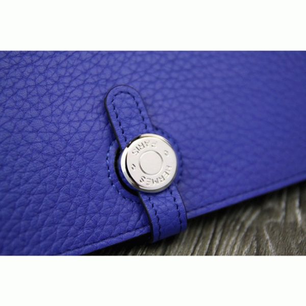 Réplique Designer Portefeuille Dogon Combine Hermès Bleu électrique – Image 2