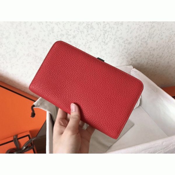 Meilleure Réplique Portefeuille Dogon Duo Hermès Rouge/Jean – Image 8