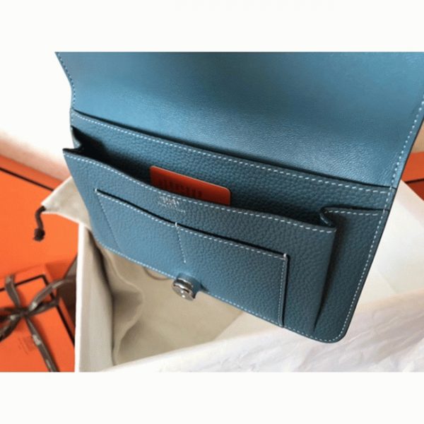Meilleure Réplique Portefeuille Dogon Duo Hermès Rouge/Jean – Image 5
