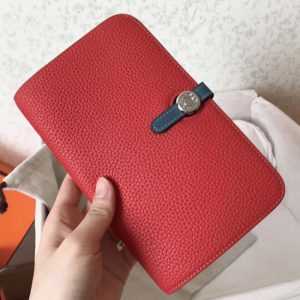 Meilleure Réplique Portefeuille Dogon Duo Hermès Rouge/Jean