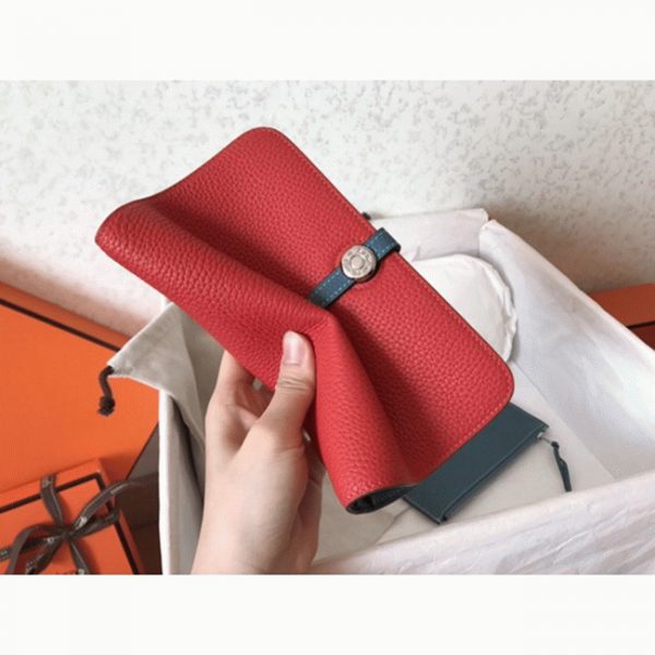 Meilleure Réplique Portefeuille Dogon Duo Hermès Rouge/Jean – Image 2