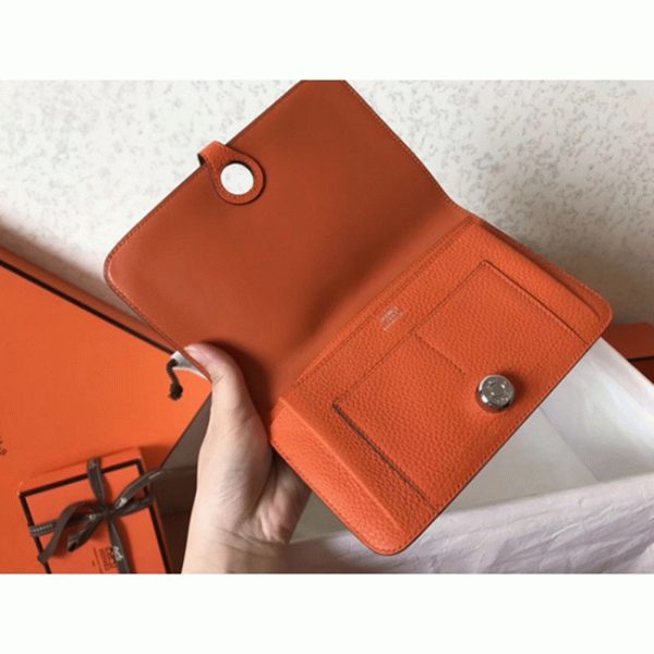 Réplique Portefeuille Dogon Duo Hermès Marron/Orange – Image 6