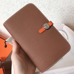 Réplique Portefeuille Dogon Duo Hermès Marron/Orange