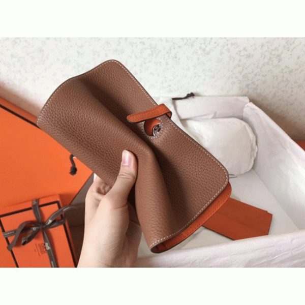 Réplique Portefeuille Dogon Duo Hermès Marron/Orange – Image 4