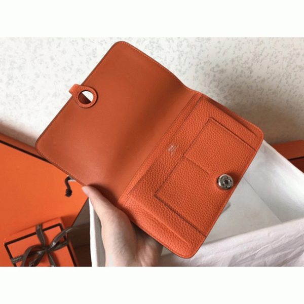 Faux Portefeuille Dogon Duo Hermès Jean/Orange – Image 3