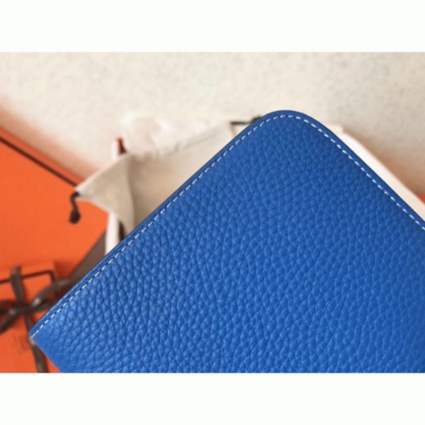 Faux Portefeuille Dogon Duo Hermès Cuir Bleu/Piment – Image 4