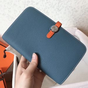 Faux Portefeuille Dogon Duo Hermès Jean/Orange