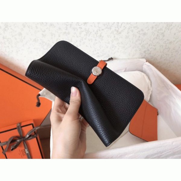 Faux Luxe Portefeuille Dogon Duo Hermès Noir/Orange – Image 8